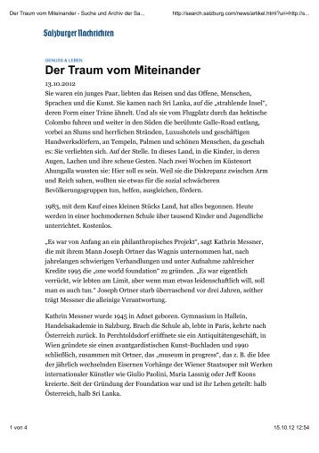 Der Traum vom Miteinander - One World Foundation