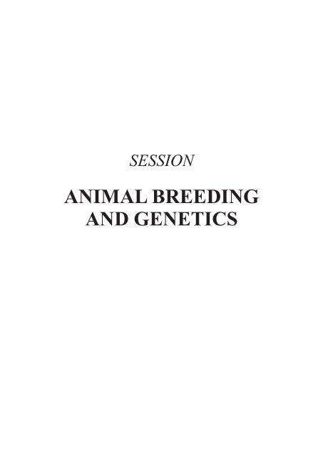 session animal breeding and genetics - Istituto Sperimentale Italiano ...