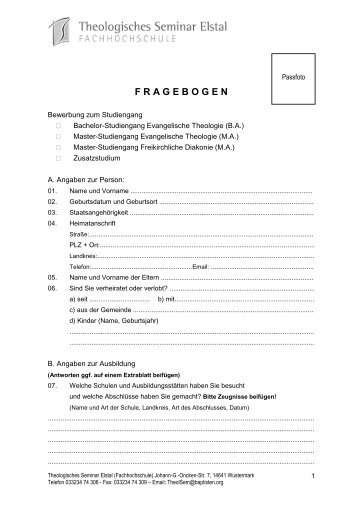 fragebogen - Theologisches Seminar Elstal