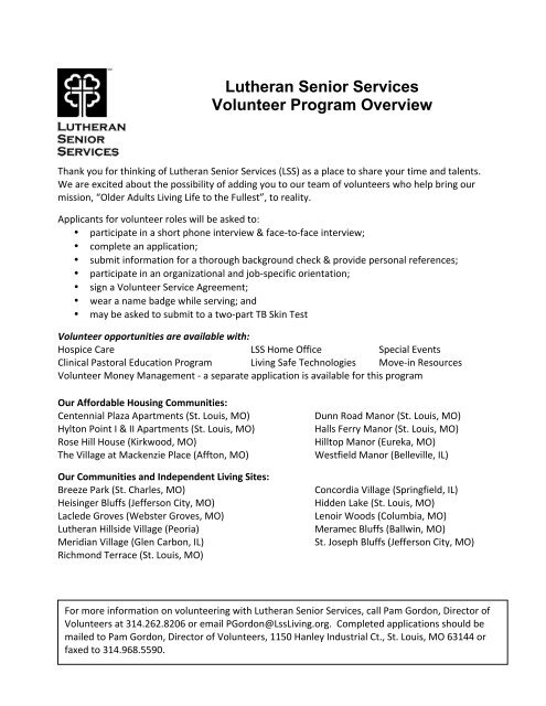 Volunteer Program Overview - Lutheran Senior Services