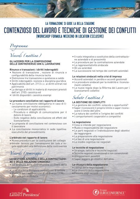 contenzioso del lavoro e tecniche di gestione dei conflitti