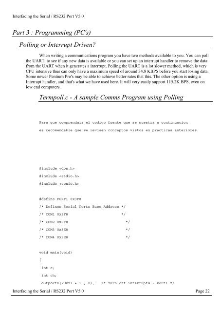 Interfacing the Serial/RS-232 Port