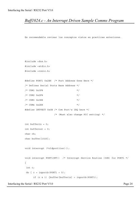 Interfacing the Serial/RS-232 Port