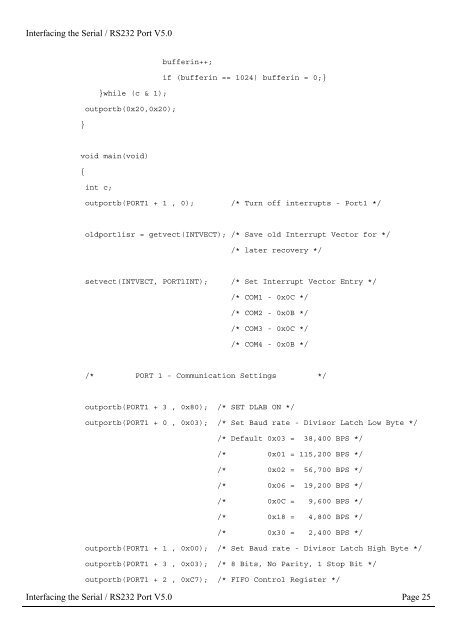 Interfacing the Serial/RS-232 Port