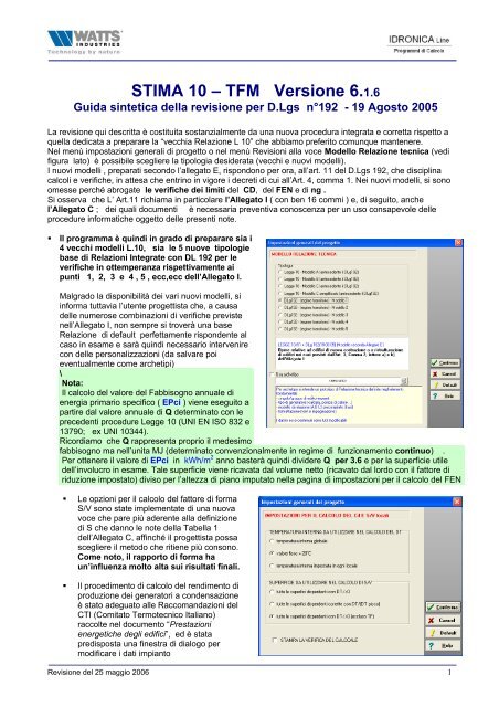 Guida sintetica applicazione software STIMA10/TFM ... - idronicaline