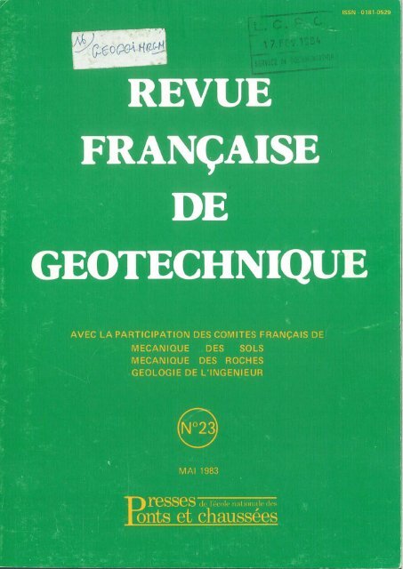 TÃ©lÃ©charger le numÃ©ro complet - GÃ©otechnique Francophone