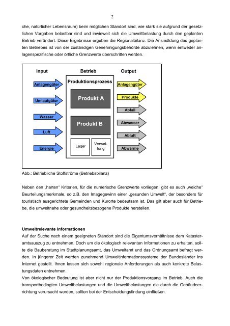 Einfluss ökologischer Aspekte bei der Standortwahl von Betrieben