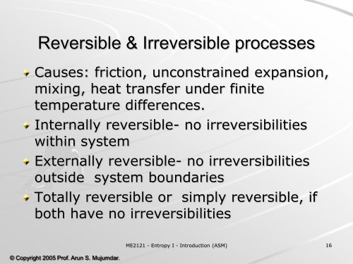 ME2121 – Engineering Thermodynamics