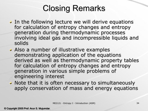 ME2121 – Engineering Thermodynamics