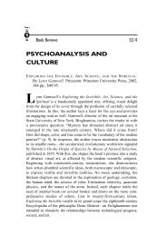 PSYCHOANALYSIS AND CULTURE ja a - American Psychoanalytic ...