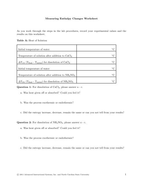 Enthalpy Worksheet Worksheets For Kindergarten Enthalpy Worksheet Worksheets For Kindergarten