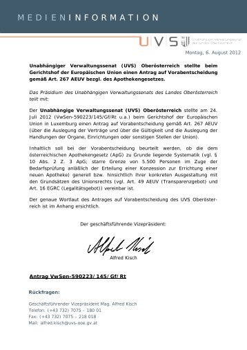 MEDIENINFORMATION - Unabhängiger Verwaltungssenat des ...