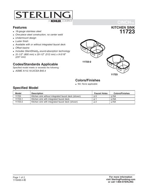 Spec Sheet - Sterling