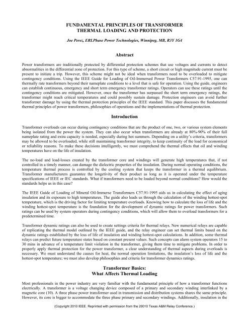 FUNDAMENTAL PRINCIPLES OF TRANSFORMER THERMAL ...