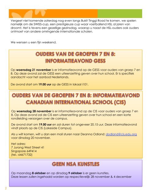 Nieuwsbrief nummer 09 - 5 Oktober 2012 - Hollandse School ...