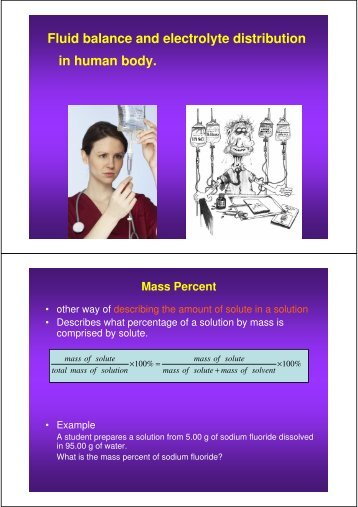 Fluid balance and electrolyte distribution in human body.