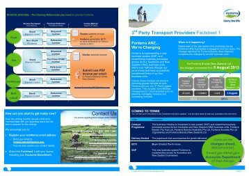 FBNZ Domestic Transport - Factsheet 1 - Fonterra