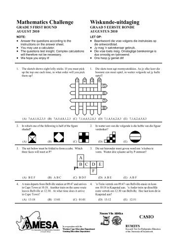 Mathematics Challenge Wiskunde-uitdaging - AMESA