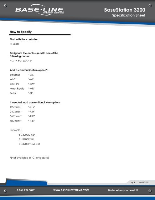 BaseStation 3200 Legacy Specification Sheet - Baseline Systems