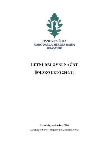 letni delovni naÄrt Å¡olsko leto 2010/11 - Osnovna Å¡ola Narodnega ...