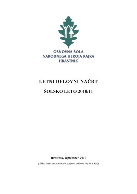 letni delovni naÄrt Å¡olsko leto 2010/11 - Osnovna Å¡ola Narodnega ...