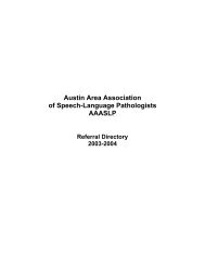 Austin Area Association of Speech-Language Pathologists AAASLP