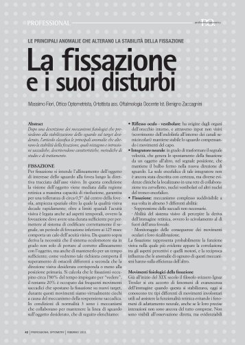 La fissazione e i suoi disturbi - PO Professional Optometry