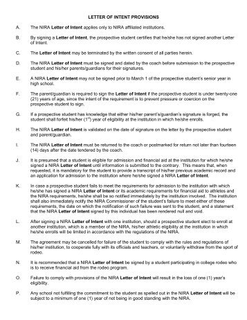 national letter of intent