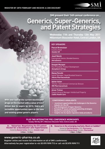 Generics, Super-Generics, and Patent Strategies - PharmInvent