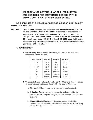 Water & Sewer Rate Ordinance - Union County