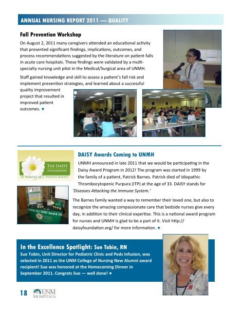 2011 Nursing Annual Report - UNM Hospitals - University of New ...