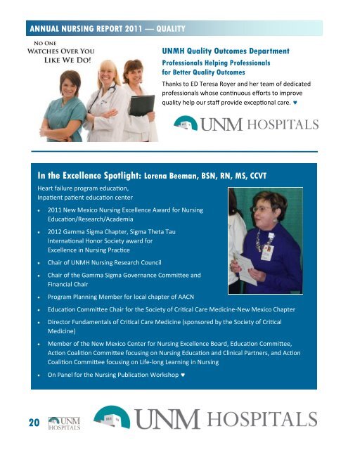 2011 Nursing Annual Report - UNM Hospitals - University of New ...