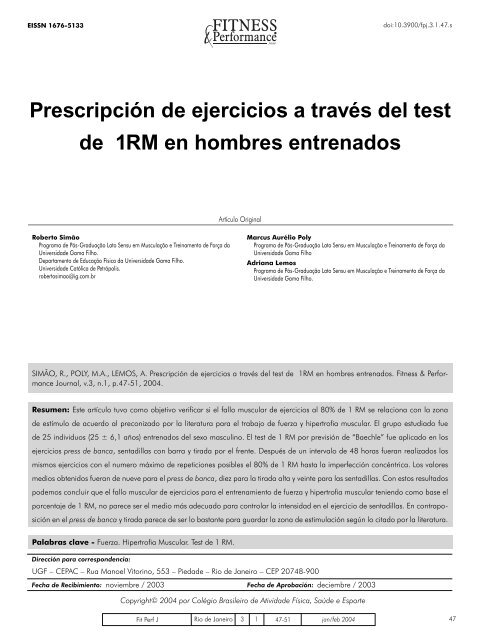 PrescripciÃ³n de ejercicios a travÃ©s del test de 1RM en hombres ...