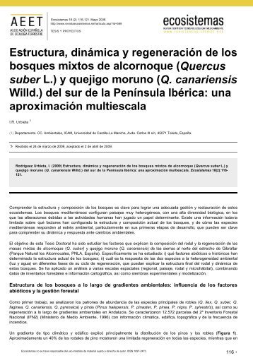 (Quercus suber L.) y quejigo moruno - Revista Ecosistemas
