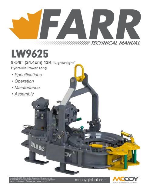 Technical Manual - LW9625 - Revision June 2012 - McCoy