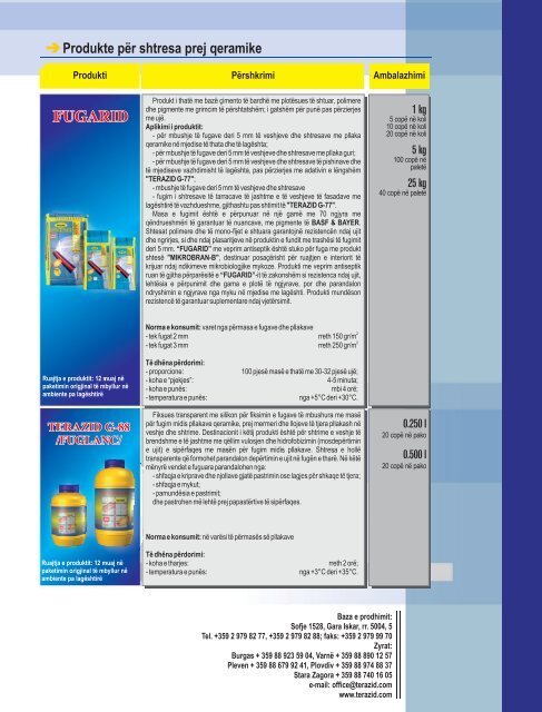 Product catalogue in Albanian - Terazid