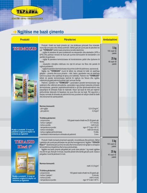 Product catalogue in Albanian - Terazid