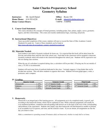 Geometry Syllabus 2012-2013.pdf - St. Charles Preparatory School