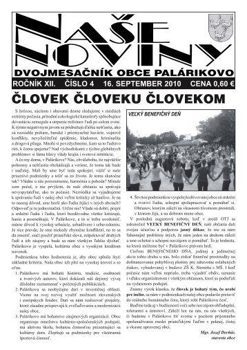 Číslo 4/2010 - Obec Palárikovo