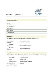 Volunteer Application - Air Force Village