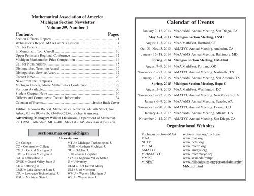 Michigan Section - MAA Sections - Mathematical Association of ...