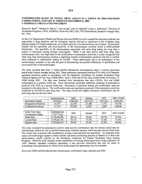 SOFT 2004 Meeting Abstracts - Society of Forensic Toxicologists