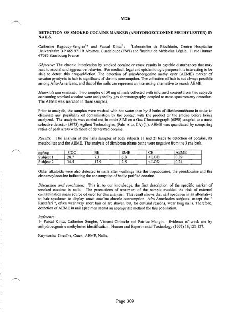 SOFT 2004 Meeting Abstracts - Society of Forensic Toxicologists