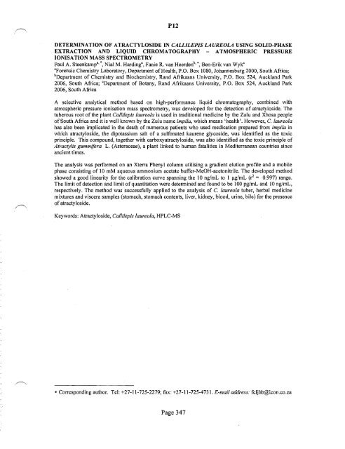 SOFT 2004 Meeting Abstracts - Society of Forensic Toxicologists