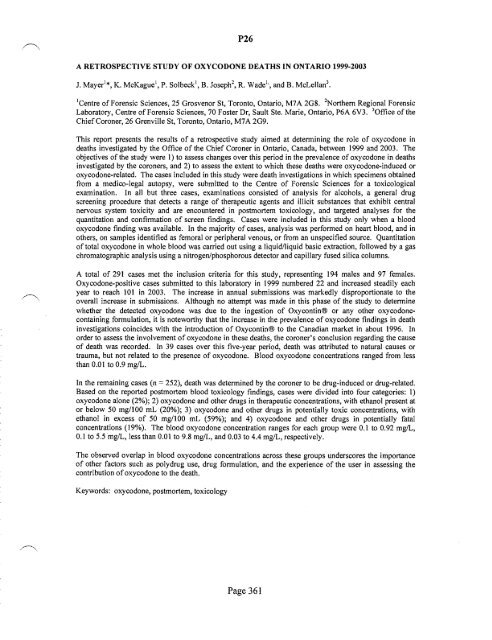 SOFT 2004 Meeting Abstracts - Society of Forensic Toxicologists