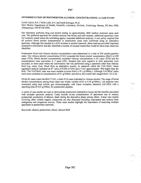 SOFT 2004 Meeting Abstracts - Society of Forensic Toxicologists