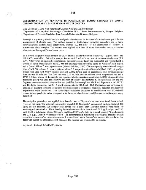 SOFT 2004 Meeting Abstracts - Society of Forensic Toxicologists