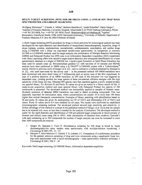 SOFT 2004 Meeting Abstracts - Society of Forensic Toxicologists