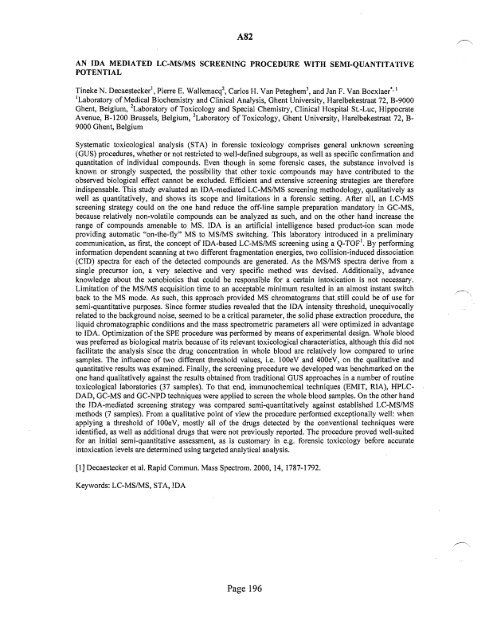 SOFT 2004 Meeting Abstracts - Society of Forensic Toxicologists