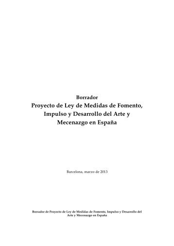 Borrador del Proyecto de ley de medidas de fomento, Impulso y ...